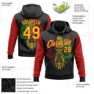 Custom Stitched Black Yellow-Red 3D Pattern Design Black History Month Sports Pullover Sweatshirt Hoodie