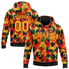 Load image into Gallery viewer, Custom Stitched Black Yellow-Red 3D Pattern Design Black History Month Sports Pullover Sweatshirt Hoodie
