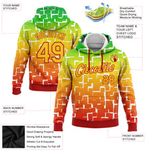 Load image into Gallery viewer, Custom Stitched Green Yellow-Red 3D Pattern Design Black History Month Sports Pullover Sweatshirt Hoodie
