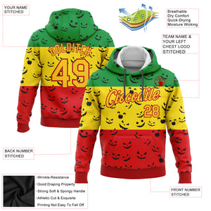 Custom Stitched Green Yellow-Red 3D Pattern Design Black History Month Sports Pullover Sweatshirt Hoodie