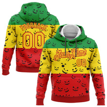 Load image into Gallery viewer, Custom Stitched Green Yellow-Red 3D Pattern Design Black History Month Sports Pullover Sweatshirt Hoodie
