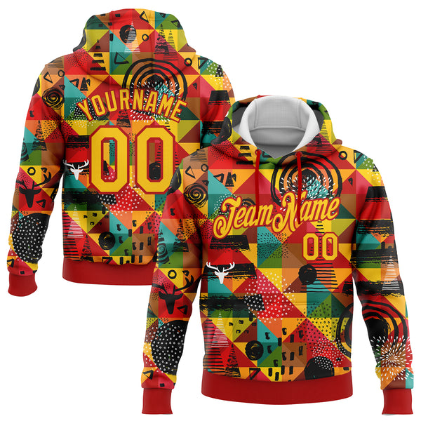 Cheap Custom Stitched Red Yellow 3D Pattern Design Black History