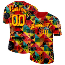 Load image into Gallery viewer, Custom Red Yellow 3D Pattern Design Black History Month Performance T-Shirt
