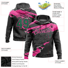Laden Sie das Bild in den Galerie-Viewer, Custom Stitched Black Kelly Green-Pink 3D Pattern Design Torn Paper Style Sports Pullover Sweatshirt Hoodie
