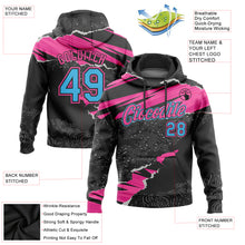 Load image into Gallery viewer, Custom Stitched Black Sky Blue-Pink 3D Pattern Design Torn Paper Style Sports Pullover Sweatshirt Hoodie
