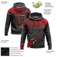 Laden Sie das Bild in den Galerie-Viewer, Custom Stitched Black Red 3D Pattern Design Torn Paper Style Sports Pullover Sweatshirt Hoodie
