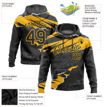 Load image into Gallery viewer, Custom Stitched Black Gold 3D Pattern Design Torn Paper Style Sports Pullover Sweatshirt Hoodie
