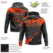 Laden Sie das Bild in den Galerie-Viewer, Custom Stitched Black Orange 3D Pattern Design Torn Paper Style Sports Pullover Sweatshirt Hoodie
