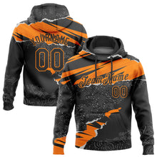 Laden Sie das Bild in den Galerie-Viewer, Custom Stitched Black Bay Orange 3D Pattern Design Torn Paper Style Sports Pullover Sweatshirt Hoodie
