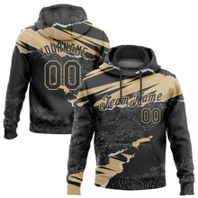 Laden Sie das Bild in den Galerie-Viewer, Custom Stitched Black Vegas Gold 3D Pattern Design Torn Paper Style Sports Pullover Sweatshirt Hoodie
