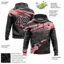 Load image into Gallery viewer, Custom Stitched Black Medium Pink 3D Pattern Design Torn Paper Style Sports Pullover Sweatshirt Hoodie
