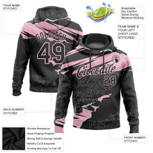 Load image into Gallery viewer, Custom Stitched Black Light Pink 3D Pattern Design Torn Paper Style Sports Pullover Sweatshirt Hoodie
