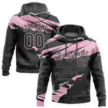 Load image into Gallery viewer, Custom Stitched Black Light Pink 3D Pattern Design Torn Paper Style Sports Pullover Sweatshirt Hoodie
