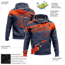 Laden Sie das Bild in den Galerie-Viewer, Custom Stitched Navy Orange 3D Pattern Design Torn Paper Style Sports Pullover Sweatshirt Hoodie
