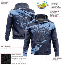 Load image into Gallery viewer, Custom Stitched Navy Light Blue 3D Pattern Design Torn Paper Style Sports Pullover Sweatshirt Hoodie
