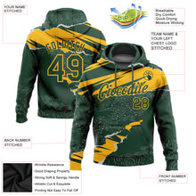 Load image into Gallery viewer, Custom Stitched Green Gold 3D Pattern Design Torn Paper Style Sports Pullover Sweatshirt Hoodie
