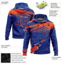 Charger l&#39;image dans la galerie, Custom Stitched Royal Orange 3D Pattern Design Torn Paper Style Sports Pullover Sweatshirt Hoodie
