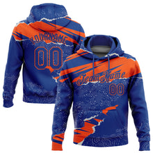 Charger l&#39;image dans la galerie, Custom Stitched Royal Orange 3D Pattern Design Torn Paper Style Sports Pullover Sweatshirt Hoodie
