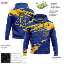 Charger l&#39;image dans la galerie, Custom Stitched Royal Yellow 3D Pattern Design Torn Paper Style Sports Pullover Sweatshirt Hoodie
