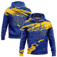 Charger l&#39;image dans la galerie, Custom Stitched Royal Yellow 3D Pattern Design Torn Paper Style Sports Pullover Sweatshirt Hoodie
