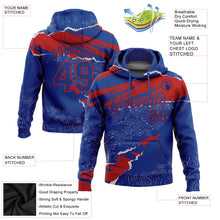 Load image into Gallery viewer, Custom Stitched Royal Red 3D Pattern Design Torn Paper Style Sports Pullover Sweatshirt Hoodie
