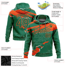 Laden Sie das Bild in den Galerie-Viewer, Custom Stitched Kelly Green Orange 3D Pattern Design Torn Paper Style Sports Pullover Sweatshirt Hoodie
