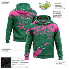 Laden Sie das Bild in den Galerie-Viewer, Custom Stitched Kelly Green Pink 3D Pattern Design Torn Paper Style Sports Pullover Sweatshirt Hoodie
