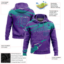 Laden Sie das Bild in den Galerie-Viewer, Custom Stitched Purple Teal 3D Pattern Design Torn Paper Style Sports Pullover Sweatshirt Hoodie
