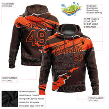 Load image into Gallery viewer, Custom Stitched Brown Orange 3D Pattern Design Torn Paper Style Sports Pullover Sweatshirt Hoodie
