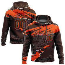 Load image into Gallery viewer, Custom Stitched Brown Orange 3D Pattern Design Torn Paper Style Sports Pullover Sweatshirt Hoodie
