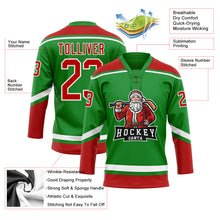 Load image into Gallery viewer, Custom Grass Green Red-White Christmas Santa Claus 3D Hockey Lace Neck Jersey

