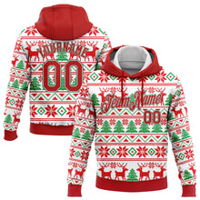 Laden Sie das Bild in den Galerie-Viewer, Custom Stitched White Red-Kelly Green Christmas 3D Sports Pullover Sweatshirt Hoodie
