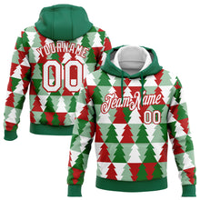 Load image into Gallery viewer, Custom Stitched Kelly Green White-Red Christmas Tree 3D Sports Pullover Sweatshirt Hoodie
