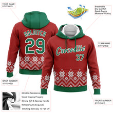 Laden Sie das Bild in den Galerie-Viewer, Custom Stitched Red Kelly Green-White Christmas Snowflakes 3D Sports Pullover Sweatshirt Hoodie

