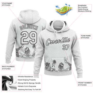 Custom Stitched White Black Merry Christmas Animals In Winter 3D Sports Pullover Sweatshirt Hoodie