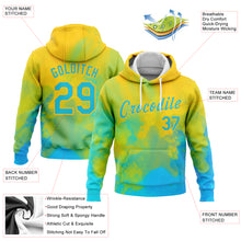 Load image into Gallery viewer, Custom Stitched Tie Dye Lakes Blue-Gold 3D Bright Flow Watercolor Sports Pullover Sweatshirt Hoodie
