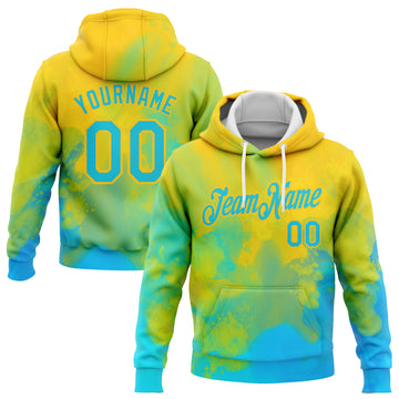 Custom Stitched Tie Dye Lakes Blue-Gold 3D Bright Flow Watercolor Sports Pullover Sweatshirt Hoodie