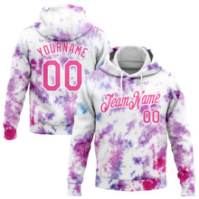 Load image into Gallery viewer, Custom Stitched Tie Dye Pink-White 3D Watercolor Sports Pullover Sweatshirt Hoodie
