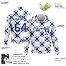 Load image into Gallery viewer, Custom Stitched Tie Dye Royal-White 3D Watercolor Shibori Style Sports Pullover Sweatshirt Hoodie
