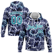 Load image into Gallery viewer, Custom Stitched Tie Dye Teal-White 3D Hippie Batik Sports Pullover Sweatshirt Hoodie
