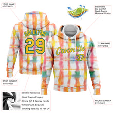 Load image into Gallery viewer, Custom Stitched Tie Dye Yellow-Kelly Green 3D Rainbow Watercolor Sports Pullover Sweatshirt Hoodie
