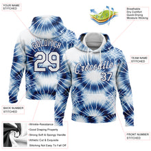 Load image into Gallery viewer, Custom Stitched Tie Dye White-Navy 3D Abstract Style Sports Pullover Sweatshirt Hoodie
