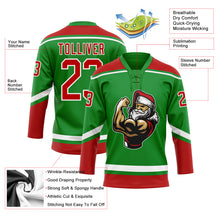 Load image into Gallery viewer, Custom Grass Green Red-White Christmas Santa Claus 3D Hockey Lace Neck Jersey
