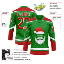 Load image into Gallery viewer, Custom Grass Green Red-White Christmas Santa Claus 3D Hockey Lace Neck Jersey
