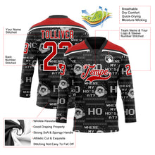 Load image into Gallery viewer, Custom Black Red-White Christmas Santa Claus 3D Hockey Lace Neck Jersey
