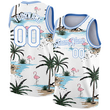 Laden Sie das Bild in den Galerie-Viewer, Custom White Light Blue 3D Pattern Tropical Hawaii Palm Trees Authentic Basketball Jersey

