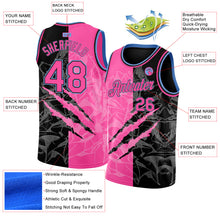 Load image into Gallery viewer, Custom Graffiti Pattern Pink Black-Light Blue 3D Scratch Authentic Basketball Jersey

