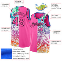 Laden Sie das Bild in den Galerie-Viewer, Custom Pink Black 3D Pattern Tropical Hawaii Palm Leaves Authentic Basketball Jersey
