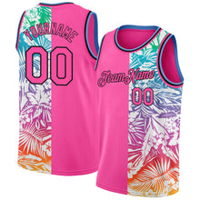 Laden Sie das Bild in den Galerie-Viewer, Custom Pink Black 3D Pattern Tropical Hawaii Palm Leaves Authentic Basketball Jersey
