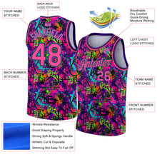 Laden Sie das Bild in den Galerie-Viewer, Custom Graffiti Pattern Pink Black-Lakes Blue 3D Grunge Art Authentic Basketball Jersey
